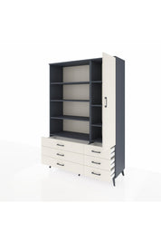 Hyperion Dolap 8 Raflı 6 Çekmeceli Tek Kapaklı  132x44x195 Antrasit-Aytaşı/Aytaşı