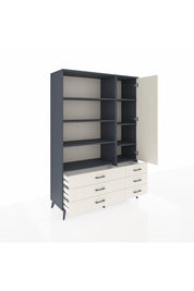 Hyperion Dolap 8 Raflı 6 Çekmeceli Tek Kapaklı  132x44x195 Antrasit-Aytaşı/Aytaşı