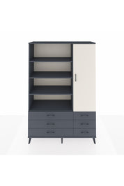 Hyperion Dolap 8 Raflı 6 Çekmeceli Tek Kapaklı  132x44x195 Antrasit-Aytaşı/Antrasit