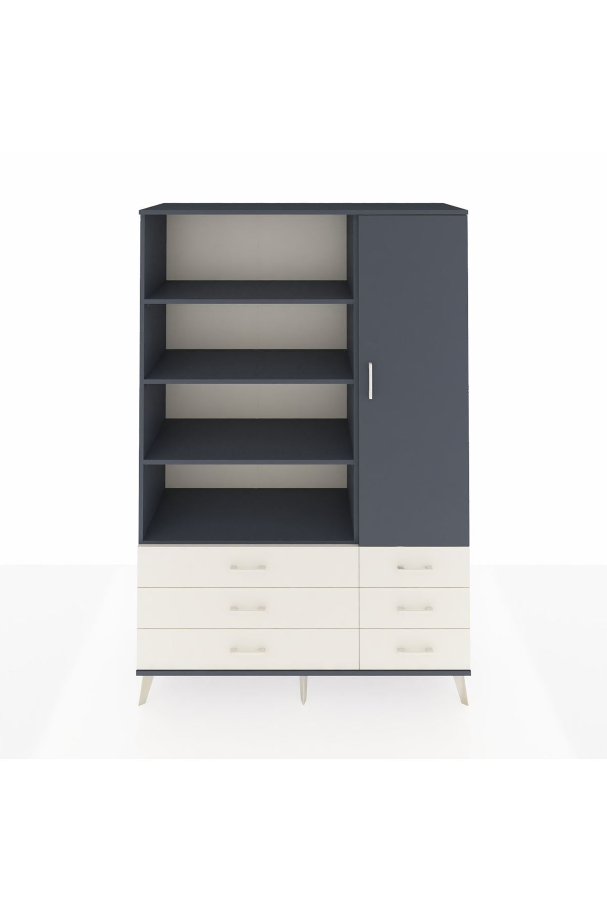 Hyperion Dolap 8 Raflı 6 Çekmeceli Tek Kapaklı  132x44x195 Antrasit-Antrasit/Aytaşı