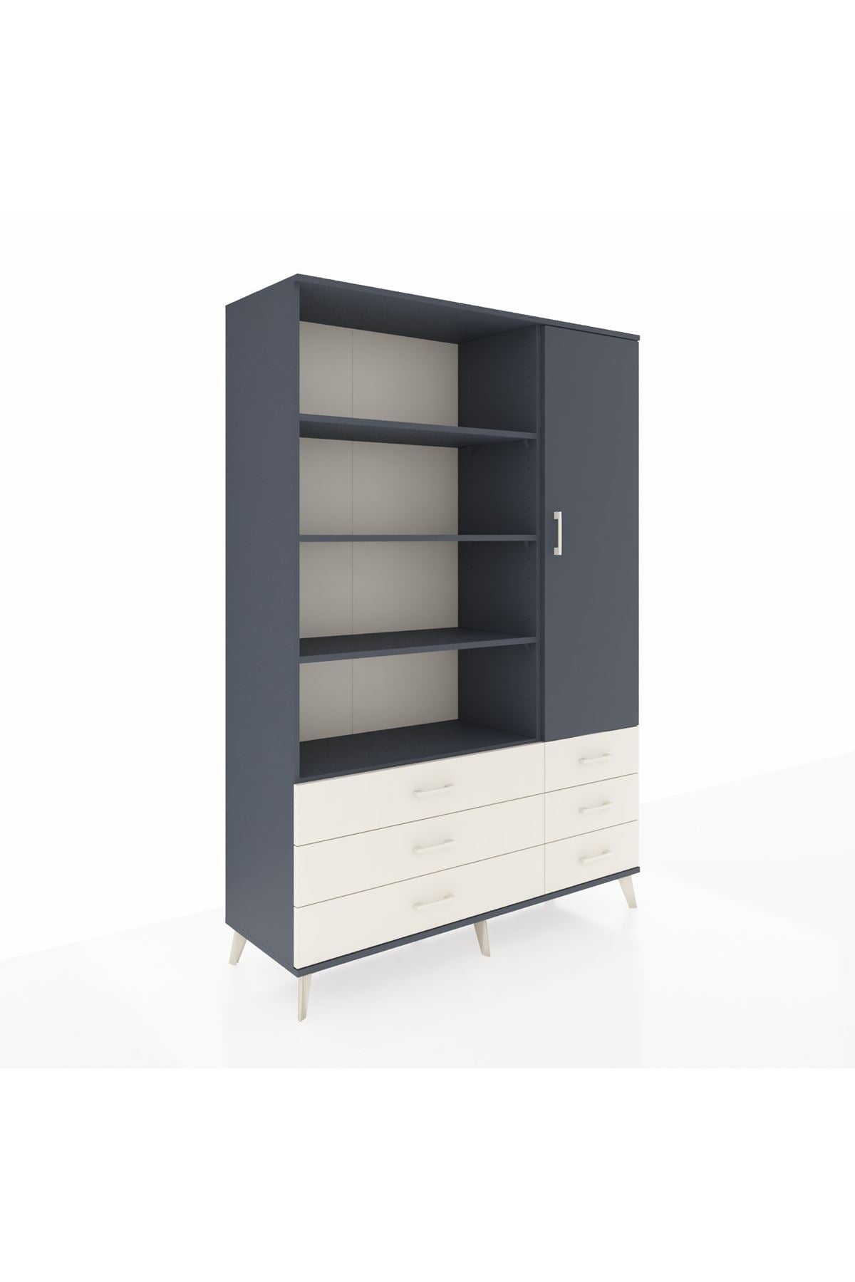 Hyperion Dolap 8 Raflı 6 Çekmeceli Tek Kapaklı  132x44x195 Antrasit-Antrasit/Aytaşı