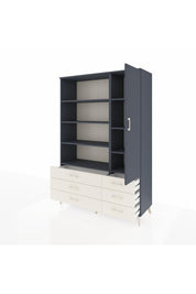 Hyperion Dolap 8 Raflı 6 Çekmeceli Tek Kapaklı  132x44x195 Antrasit-Antrasit/Aytaşı