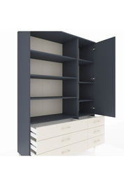Hyperion Dolap 8 Raflı 6 Çekmeceli Tek Kapaklı  132x44x195 Antrasit-Antrasit/Aytaşı