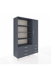 Hyperion Dolap 8 Raflı 6 Çekmeceli Tek Kapaklı  132x44x195 Antrasit-Antrasit/Antrasit