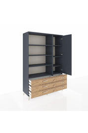Hyperion Dolap 8 Raflı 6 Çekmeceli Tek Kapaklı  132x44x195 Antrasit-Antrasit/Çam