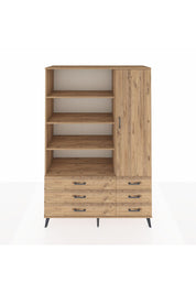 Hyperion Dolap 8 Raflı 6 Çekmeceli Tek Kapaklı  132x44x195 Çam-Çam/Çam