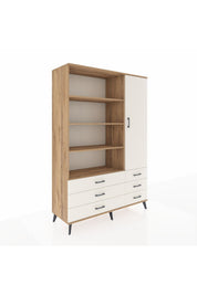 Hyperion Dolap 8 Raflı 6 Çekmeceli Tek Kapaklı  132x44x195 Çam-Aytaşı/Aytaşı