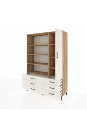 Hyperion Dolap 8 Raflı 6 Çekmeceli Tek Kapaklı  132x44x195 Çam-Aytaşı/Aytaşı