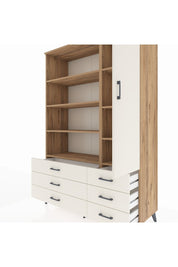 Hyperion Dolap 8 Raflı 6 Çekmeceli Tek Kapaklı  132x44x195 Çam-Aytaşı/Aytaşı