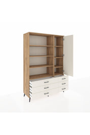 Hyperion Dolap 8 Raflı 6 Çekmeceli Tek Kapaklı  132x44x195 Çam-Aytaşı/Aytaşı