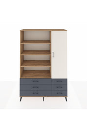 Hyperion Dolap 8 Raflı 6 Çekmeceli Tek Kapaklı  132x44x195 Çam-Aytaşı/Antrasit