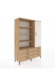 Hyperion Dolap 8 Raflı 6 Çekmeceli Tek Kapaklı  132x44x195 Çam-Aytaşı/Çam