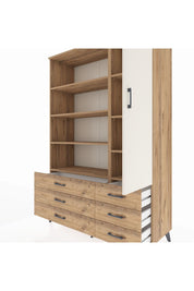 Hyperion Dolap 8 Raflı 6 Çekmeceli Tek Kapaklı  132x44x195 Çam-Aytaşı/Çam