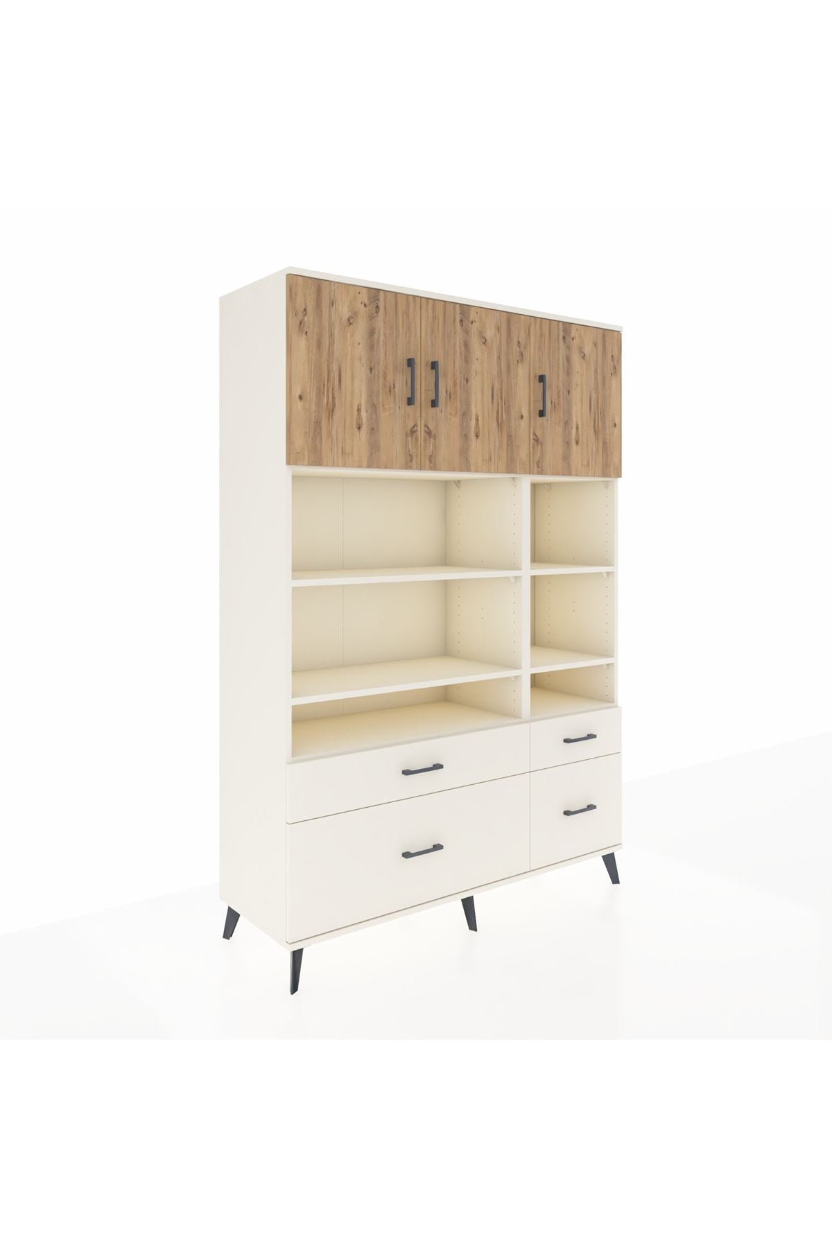 Hyperion Dolap 10 Raflı 4 Çekmeceli 3 Kapaklı 132x44x195 Aytaşı-Çam/Aytaşı