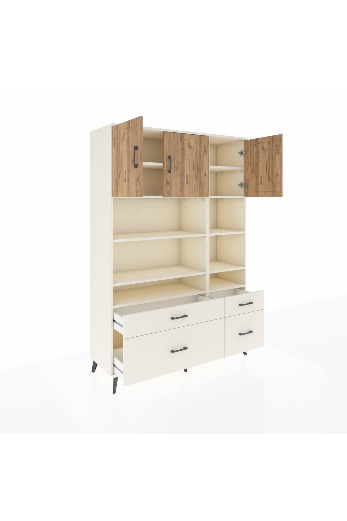 Hyperion Dolap 10 Raflı 4 Çekmeceli 3 Kapaklı 132x44x195 Aytaşı-Çam/Aytaşı