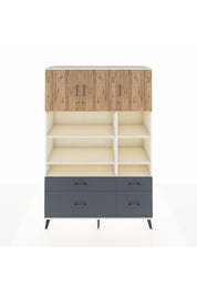 Hyperion Dolap 10 Raflı 4 Çekmeceli 3 Kapaklı 132x44x195 Aytaşı-Çam/Antrasit