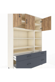 Hyperion Dolap 10 Raflı 4 Çekmeceli 3 Kapaklı 132x44x195 Aytaşı-Çam/Antrasit