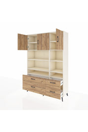 Hyperion Dolap 10 Raflı 4 Çekmeceli 3 Kapaklı 132x44x195 Aytaşı-Çam/Çam