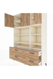 Hyperion Dolap 10 Raflı 4 Çekmeceli 3 Kapaklı 132x44x195 Aytaşı-Çam/Çam