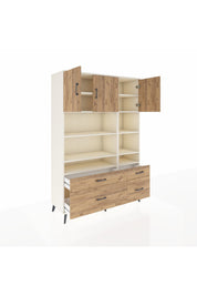 Hyperion Dolap 10 Raflı 4 Çekmeceli 3 Kapaklı 132x44x195 Aytaşı-Çam/Çam