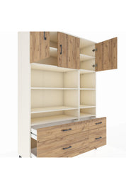Hyperion Dolap 10 Raflı 4 Çekmeceli 3 Kapaklı 132x44x195 Aytaşı-Çam/Çam