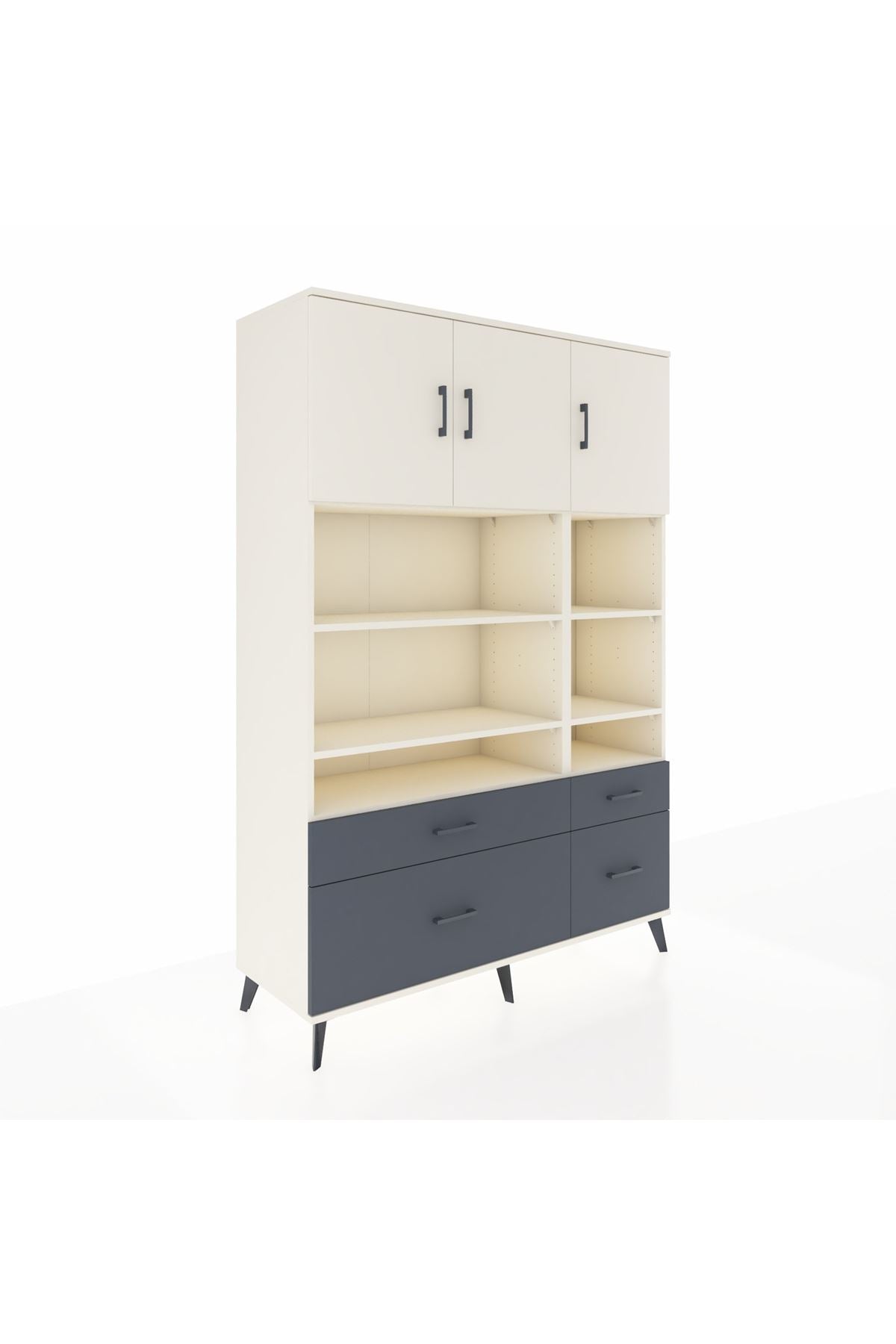 Hyperion Dolap 10 Raflı 4 Çekmeceli 3 Kapaklı 132x44x195 Aytaşı-Aytaşı/Antrasit