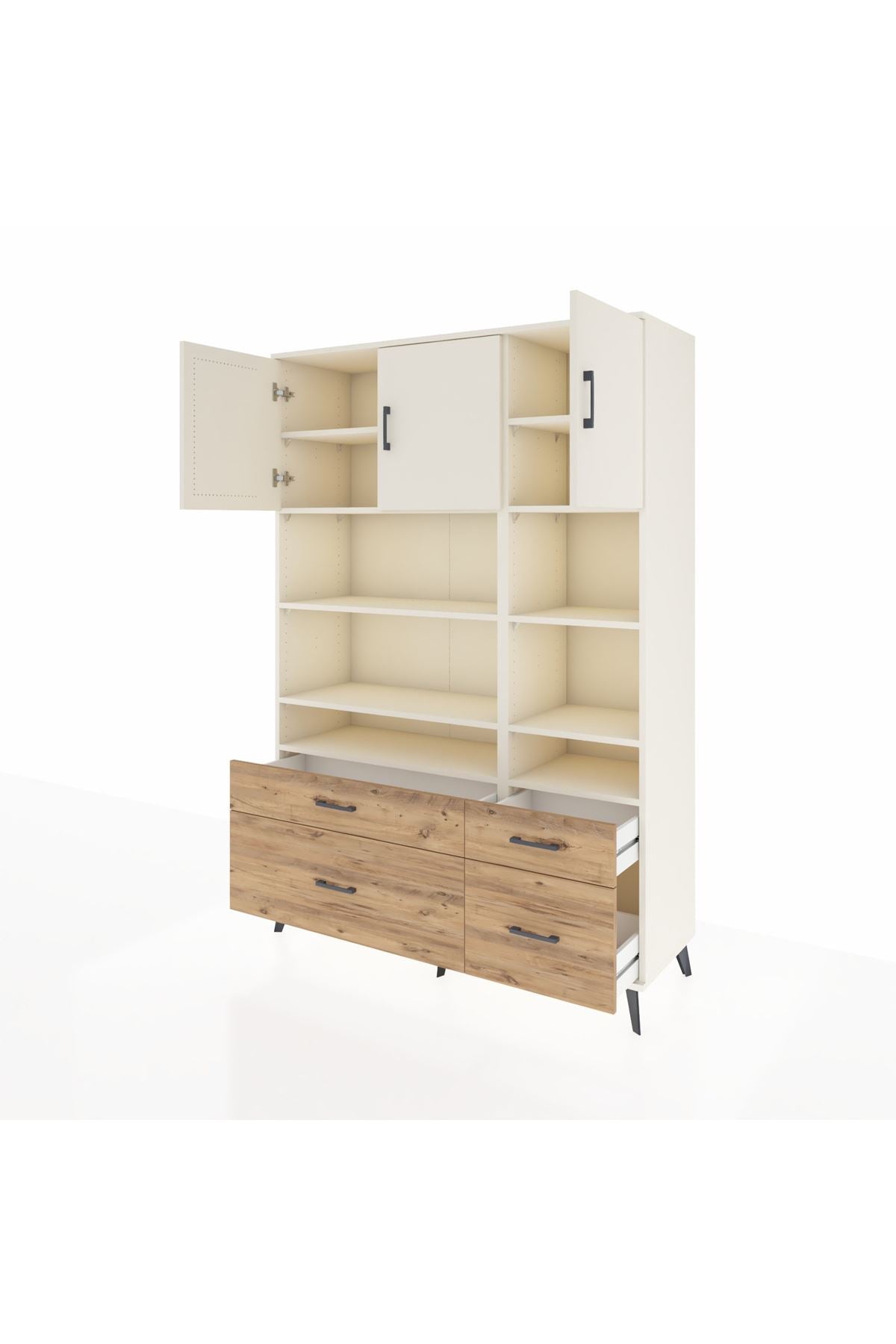 Hyperion Dolap 10 Raflı 4 Çekmeceli 3 Kapaklı 132x44x195 Aytaşı-Aytaşı/Çam