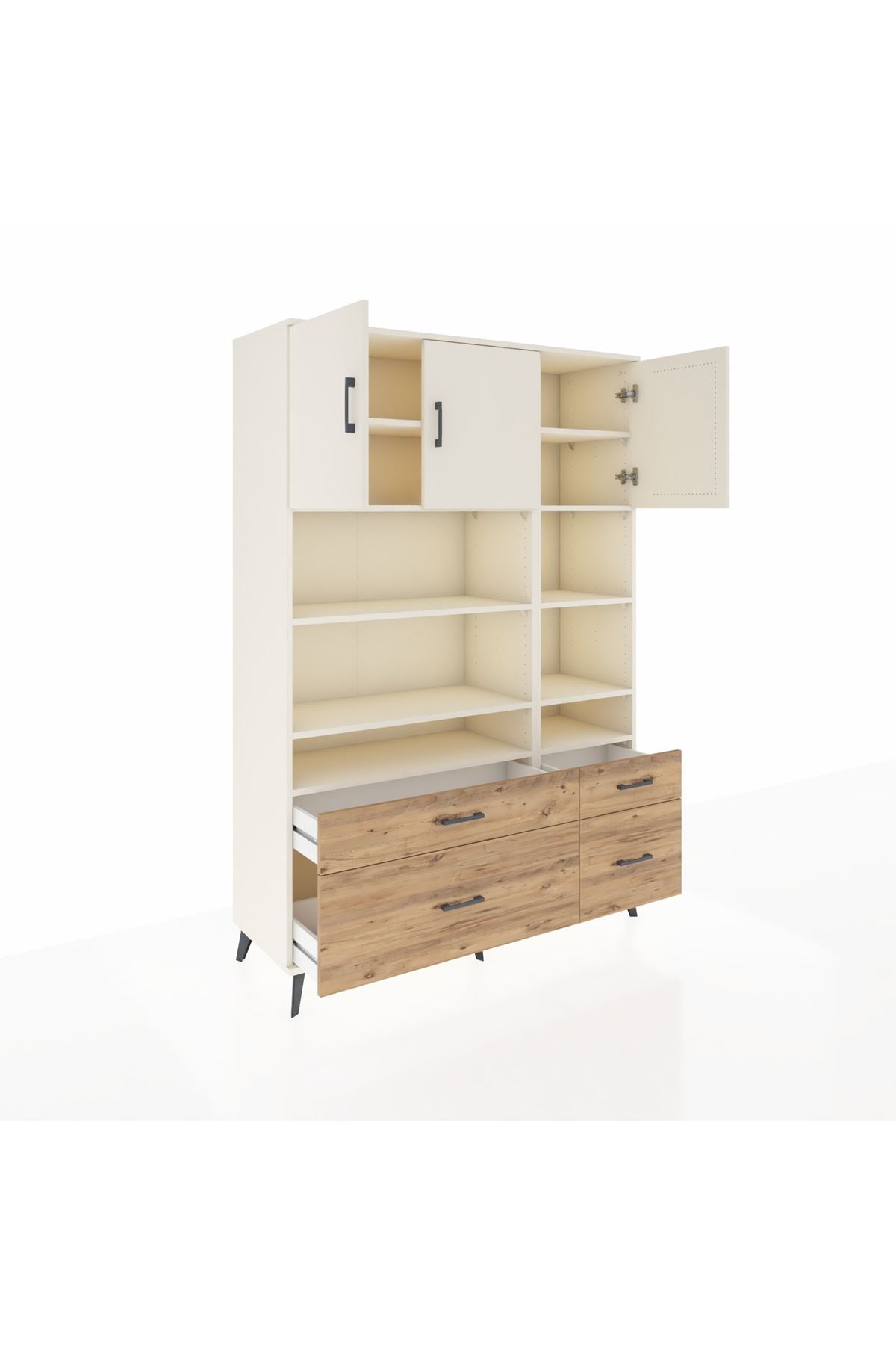 Hyperion Dolap 10 Raflı 4 Çekmeceli 3 Kapaklı 132x44x195 Aytaşı-Aytaşı/Çam