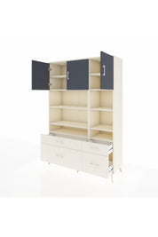 Hyperion Dolap 10 Raflı 4 Çekmeceli 3 Kapaklı 132x44x195 Aytaşı-Antrasit/Aytaşı