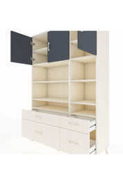 Hyperion Dolap 10 Raflı 4 Çekmeceli 3 Kapaklı 132x44x195 Aytaşı-Antrasit/Aytaşı