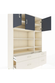 Hyperion Dolap 10 Raflı 4 Çekmeceli 3 Kapaklı 132x44x195 Aytaşı-Antrasit/Aytaşı