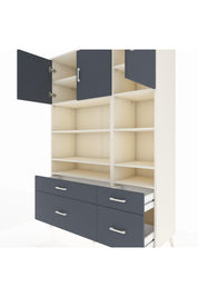 Hyperion Dolap 10 Raflı 4 Çekmeceli 3 Kapaklı 132x44x195 Aytaşı-Antrasit/Antrasit