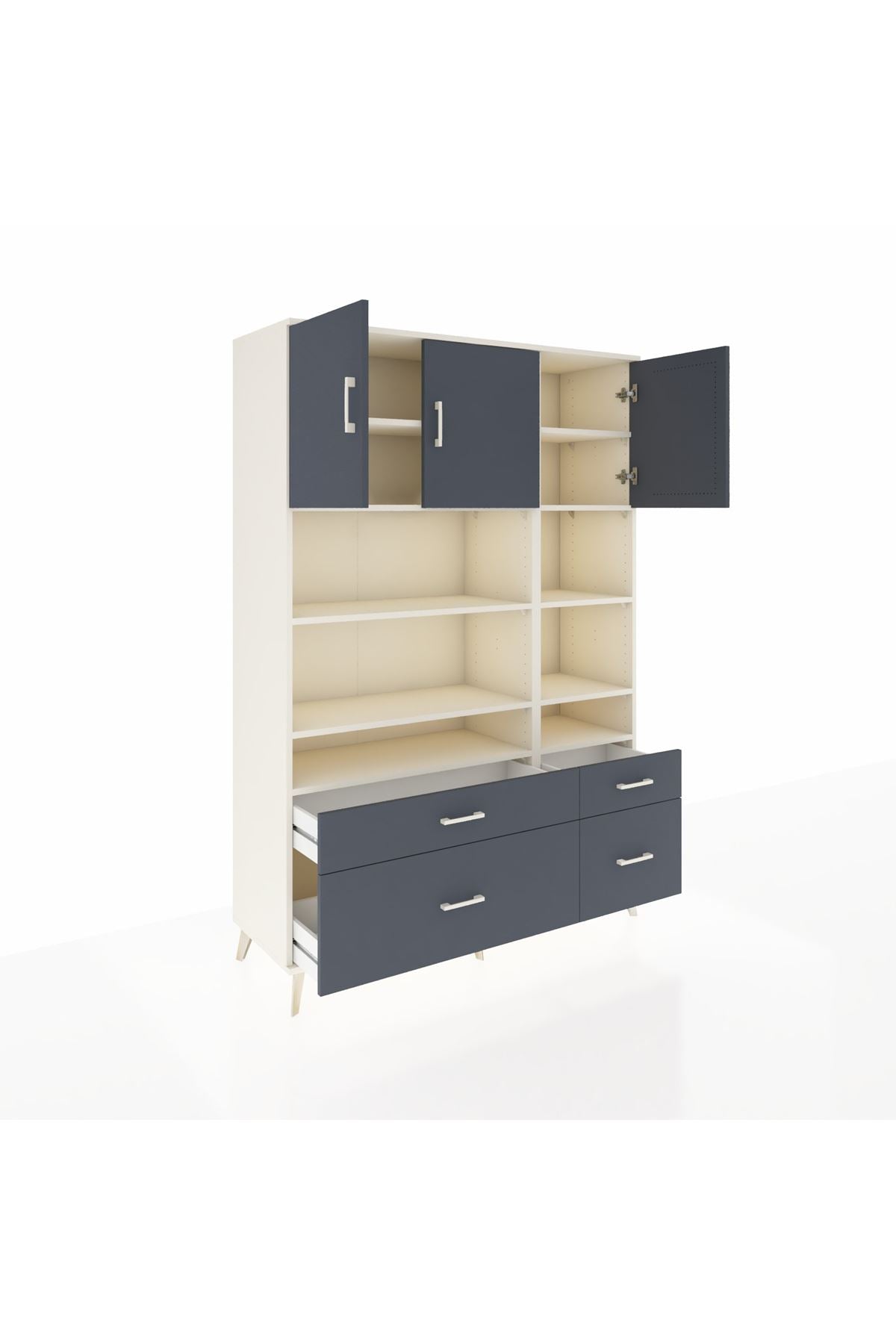 Hyperion Dolap 10 Raflı 4 Çekmeceli 3 Kapaklı 132x44x195 Aytaşı-Antrasit/Antrasit