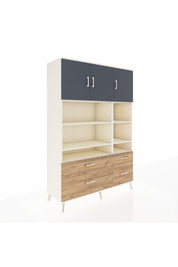 Hyperion Dolap 10 Raflı 4 Çekmeceli 3 Kapaklı 132x44x195 Aytaşı-Antrasit/Çam