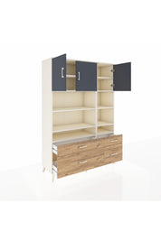 Hyperion Dolap 10 Raflı 4 Çekmeceli 3 Kapaklı 132x44x195 Aytaşı-Antrasit/Çam