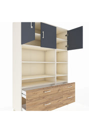 Hyperion Dolap 10 Raflı 4 Çekmeceli 3 Kapaklı 132x44x195 Aytaşı-Antrasit/Çam