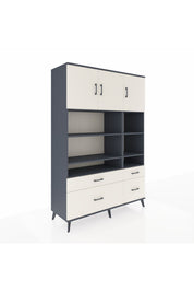 Hyperion Dolap 10 Raflı 4 Çekmeceli 3 Kapaklı 132x44x195 Antrasit-Aytaşı/Aytaşı
