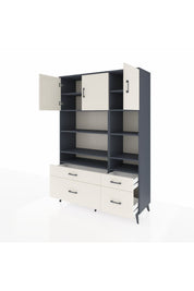 Hyperion Dolap 10 Raflı 4 Çekmeceli 3 Kapaklı 132x44x195 Antrasit-Aytaşı/Aytaşı