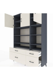 Hyperion Dolap 10 Raflı 4 Çekmeceli 3 Kapaklı 132x44x195 Antrasit-Aytaşı/Aytaşı