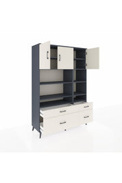 Hyperion Dolap 10 Raflı 4 Çekmeceli 3 Kapaklı 132x44x195 Antrasit-Aytaşı/Aytaşı