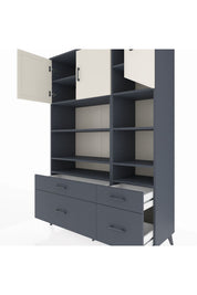 Hyperion Dolap 10 Raflı 4 Çekmeceli 3 Kapaklı 132x44x195 Antrasit-Aytaşı/Antrasit