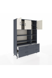 Hyperion Dolap 10 Raflı 4 Çekmeceli 3 Kapaklı 132x44x195 Antrasit-Aytaşı/Antrasit