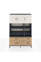 Hyperion Dolap 10 Raflı 4 Çekmeceli 3 Kapaklı 132x44x195 Antrasit-Aytaşı/Çam