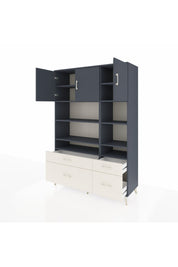 Hyperion Dolap 10 Raflı 4 Çekmeceli 3 Kapaklı 132x44x195 Antrasit-Antrasit/Aytaşı