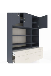 Hyperion Dolap 10 Raflı 4 Çekmeceli 3 Kapaklı 132x44x195 Antrasit-Antrasit/Aytaşı