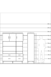 Hyperion Dolap 10 Raflı 4 Çekmeceli 3 Kapaklı 132x44x195 Çam-Çam/Antrasit