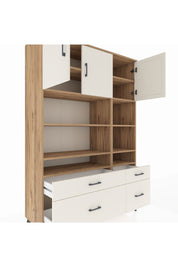 Hyperion Dolap 10 Raflı 4 Çekmeceli 3 Kapaklı 132x44x195 Çam-Aytaşı/Aytaşı