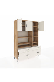 Hyperion Dolap 10 Raflı 4 Çekmeceli 3 Kapaklı 132x44x195 Çam-Aytaşı/Aytaşı