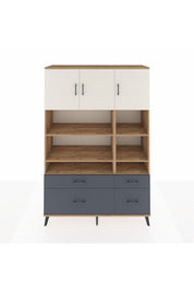 Hyperion Dolap 10 Raflı 4 Çekmeceli 3 Kapaklı 132x44x195 Çam-Aytaşı/Antrasit