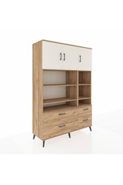 Hyperion Dolap 10 Raflı 4 Çekmeceli 3 Kapaklı 132x44x195 Çam-Aytaşı/Çam